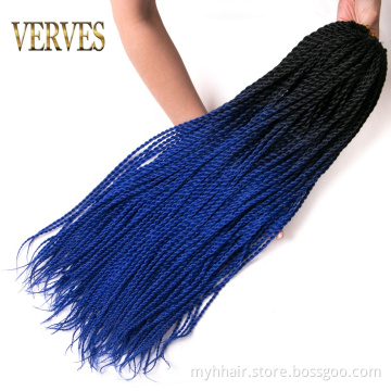 10 Piece Grey,Blue,Pink,Brown Ombre Senegalese Twist Crochet Braids 24 Inch 30 Roots/Pack Synthetic Hair for Women